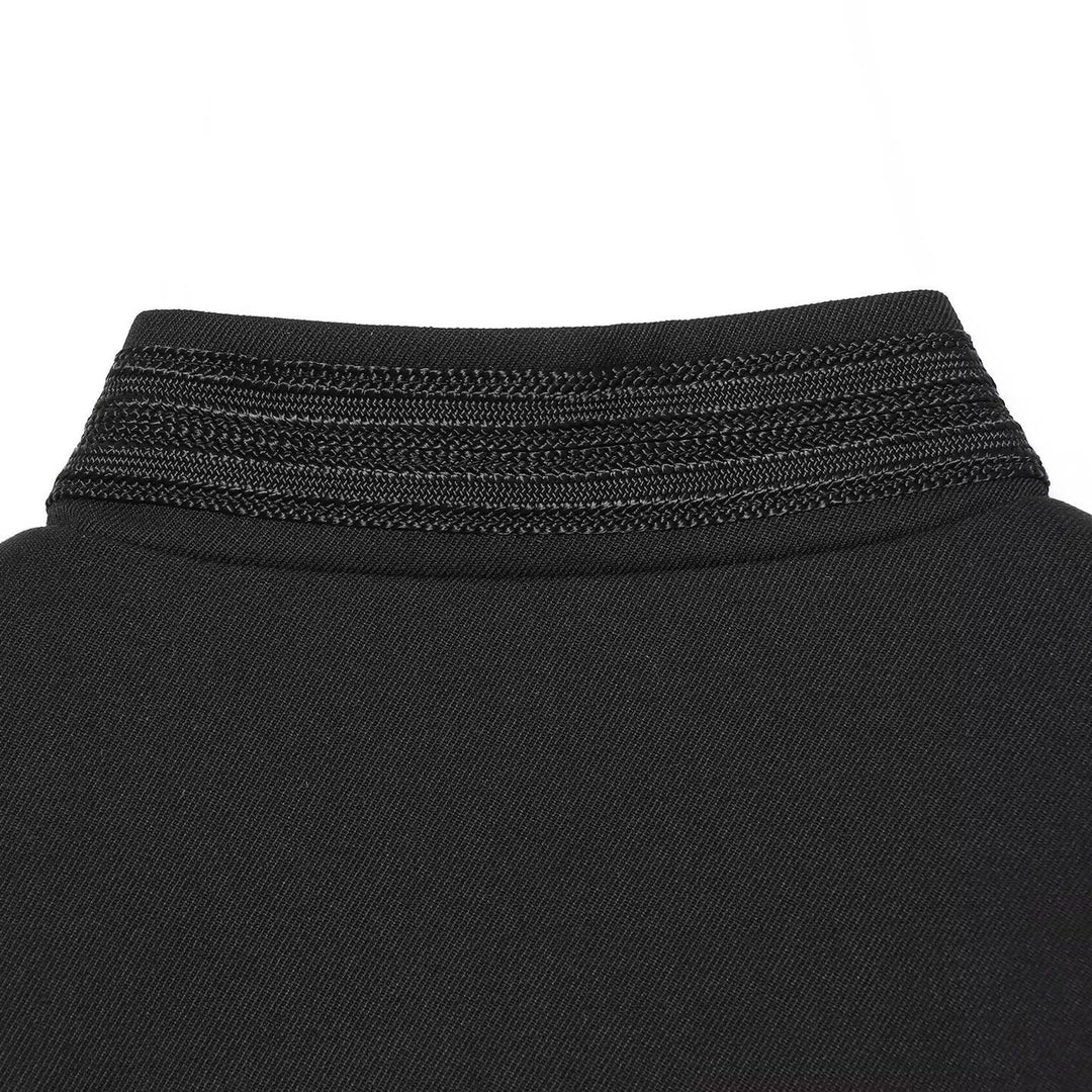 Women Cropped Marschall Jacket with Stand-Up Collar and Decorative Trim Mune Fashion