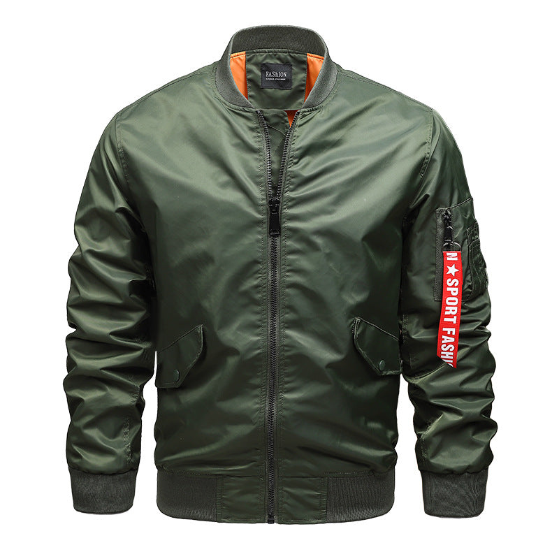 Men's pilot bomber jacket with utility arm pocket and wind-resistant outer layer Mune Fashion