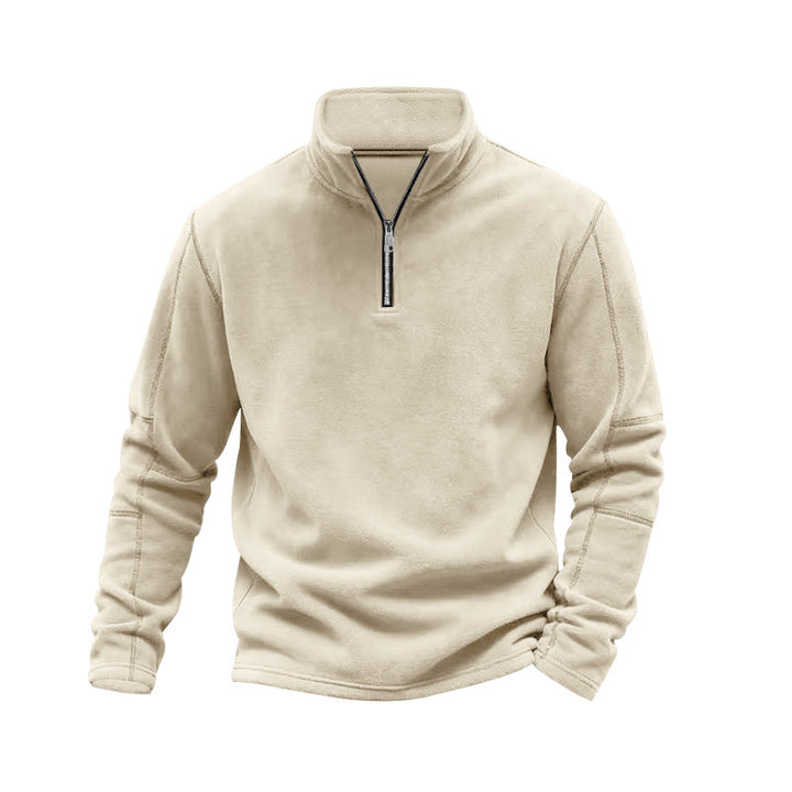 Men's lightweight fleece pullover with half zipper and stand-up collar Mune Fashion