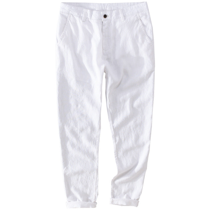 Men's Lightweight Linen Chino with Slim Fit and Rolled Hem Mune Fashion