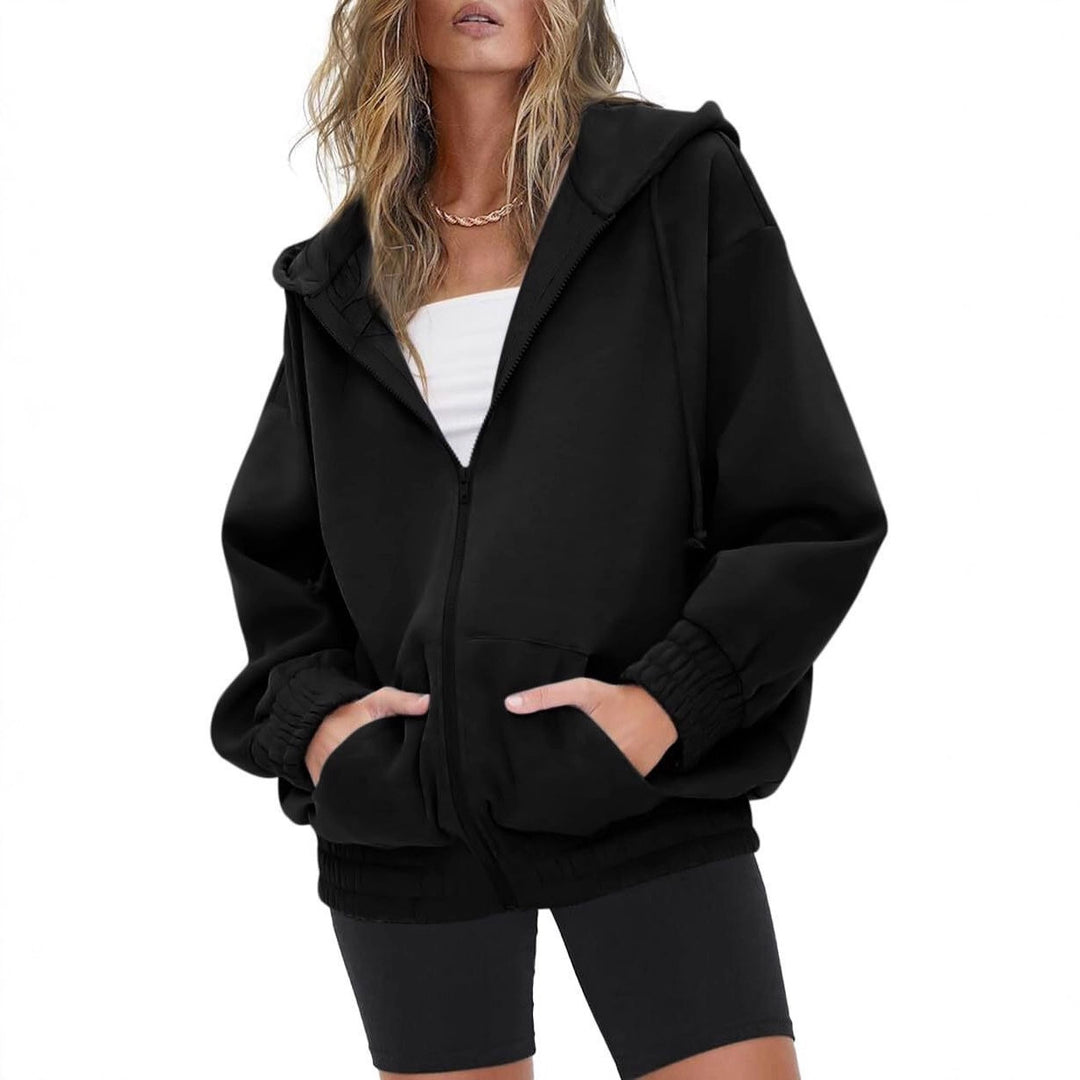 Women nan oversized hoodie jacket with zipper, fleece lining and kangaroo pockets Mune Fashion
