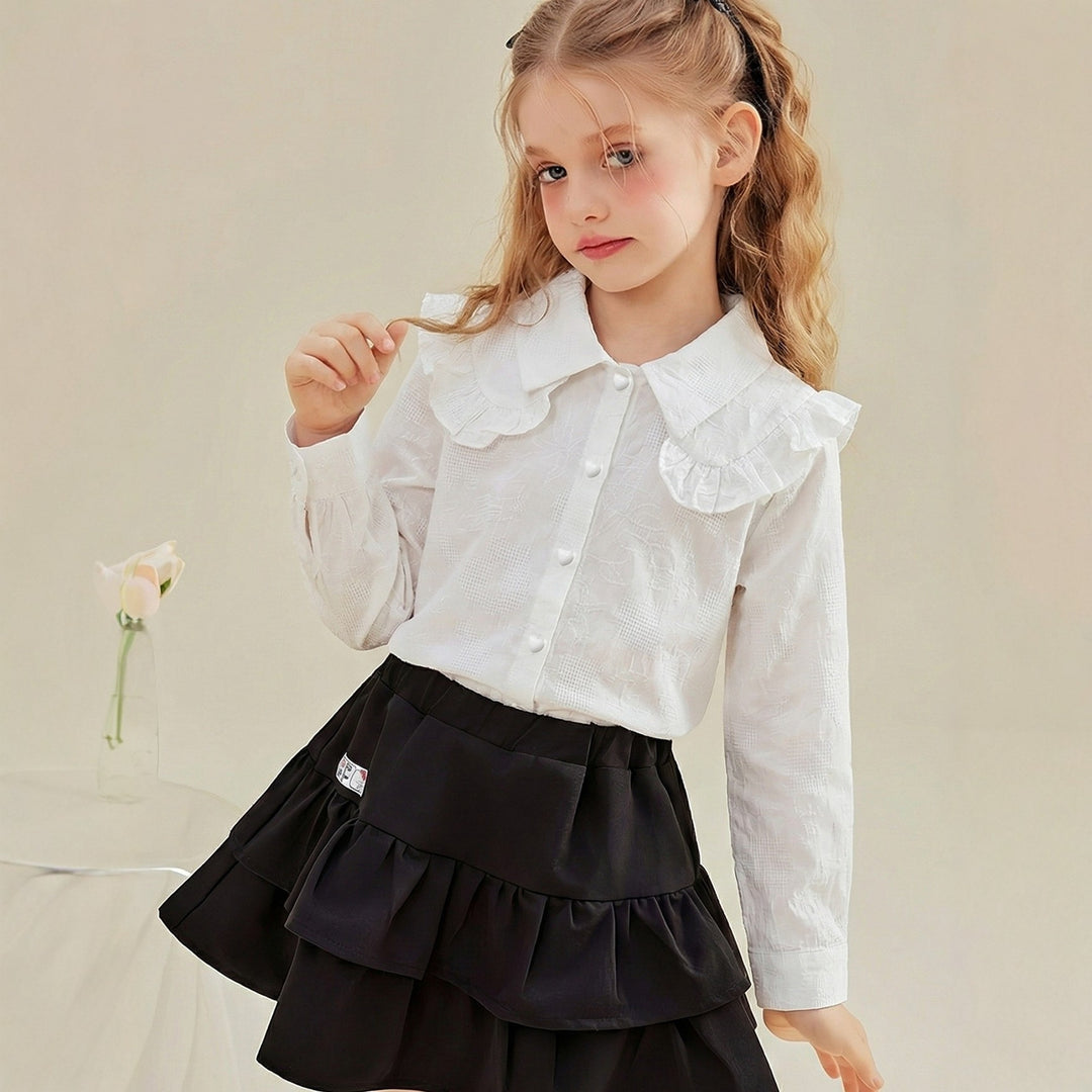 Girl's blouse with ruffled collar Mune Fashion