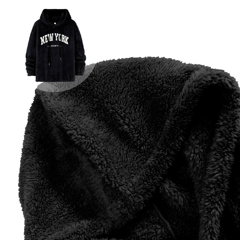 Unisex Cozy Teddy Fleece Hoodie with Chenille Lettering Mune Fashion