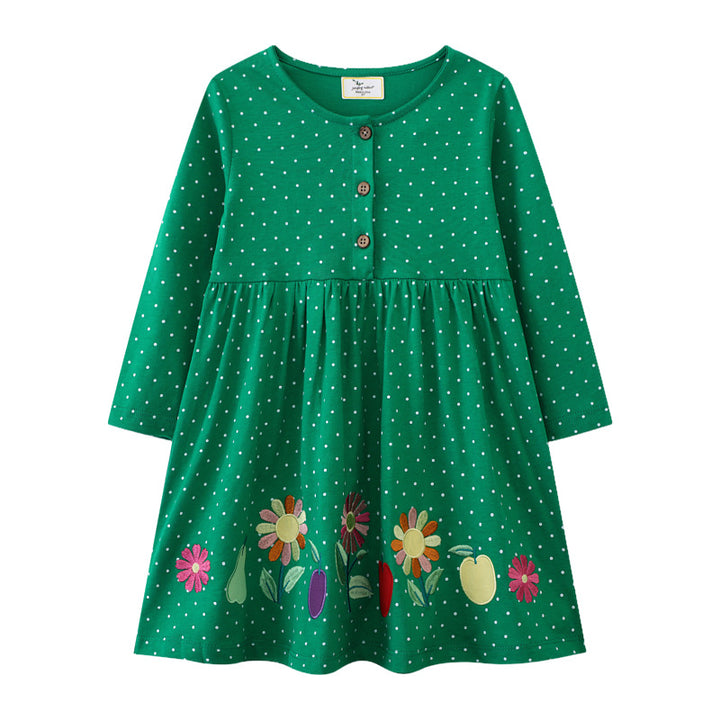 Girls cotton dress with colorful floral embroidery Mune Fashion