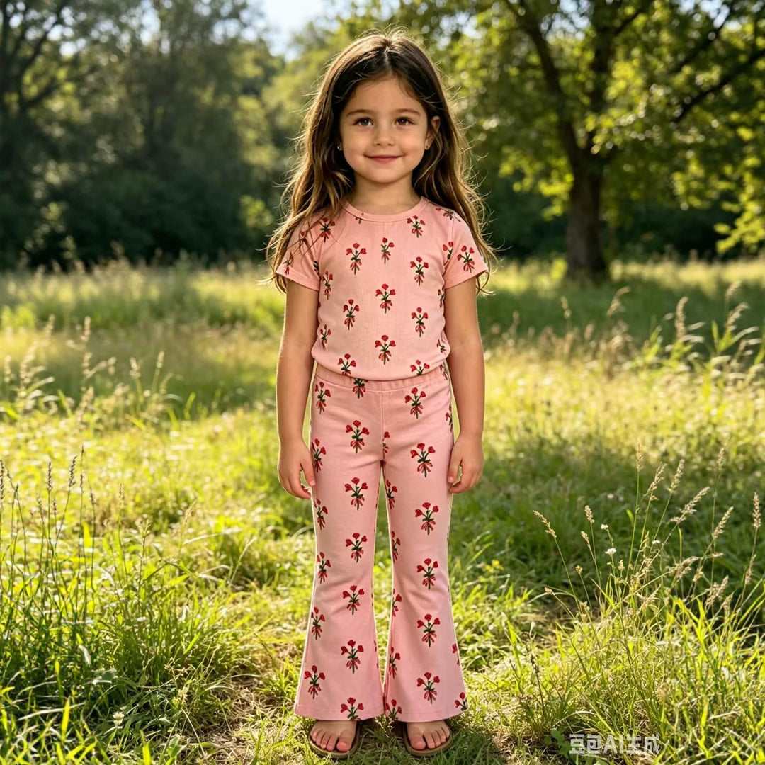Girl Leggings with Floral Appliqués Mune Fashion