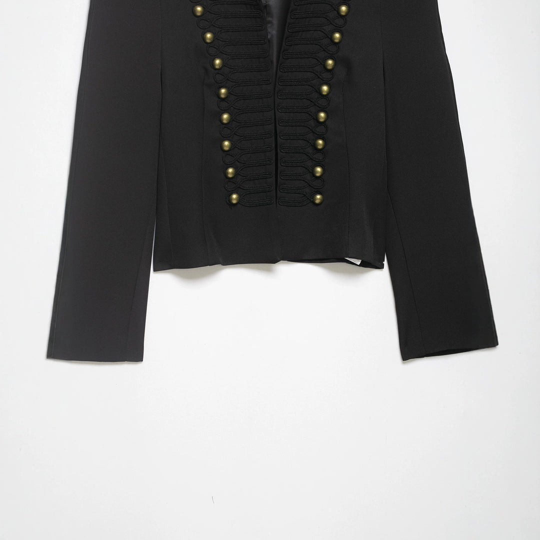 Women's short blazer in hussar style with decorative cord applications and brass buttons Mune Fashion