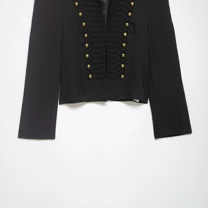 Women's short blazer in hussar style with decorative cord applications and brass buttons Mune Fashion