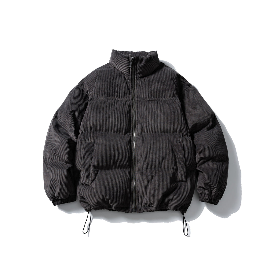 Unisex Padded Cord Blouson Jacket with Stand Collar, Elastic Cuffs, and Drawstring Mune Fashion