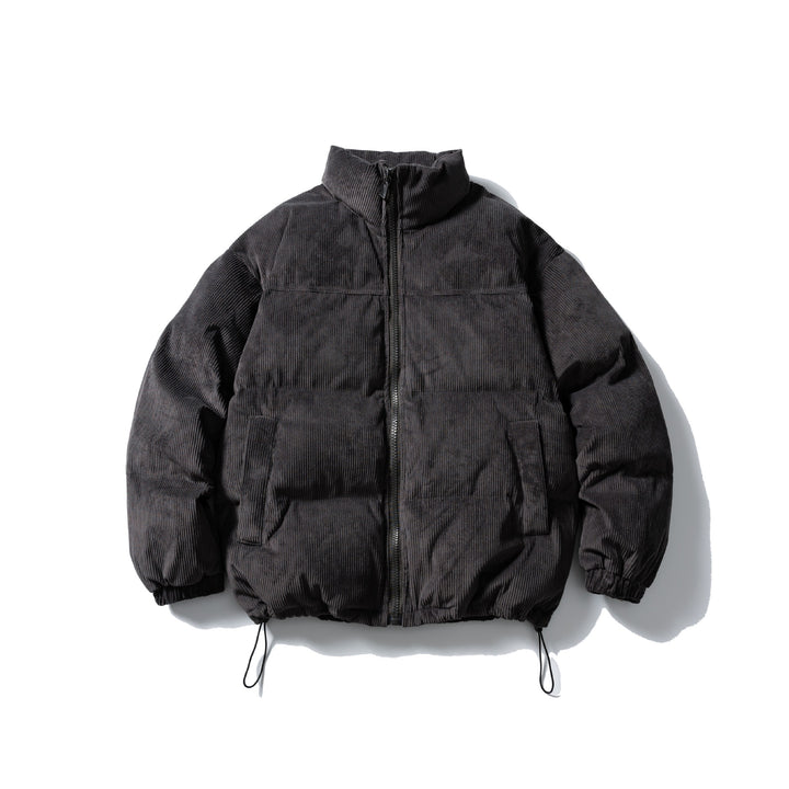 Unisex Padded Cord Blouson Jacket with Stand Collar, Elastic Cuffs, and Drawstring Mune Fashion