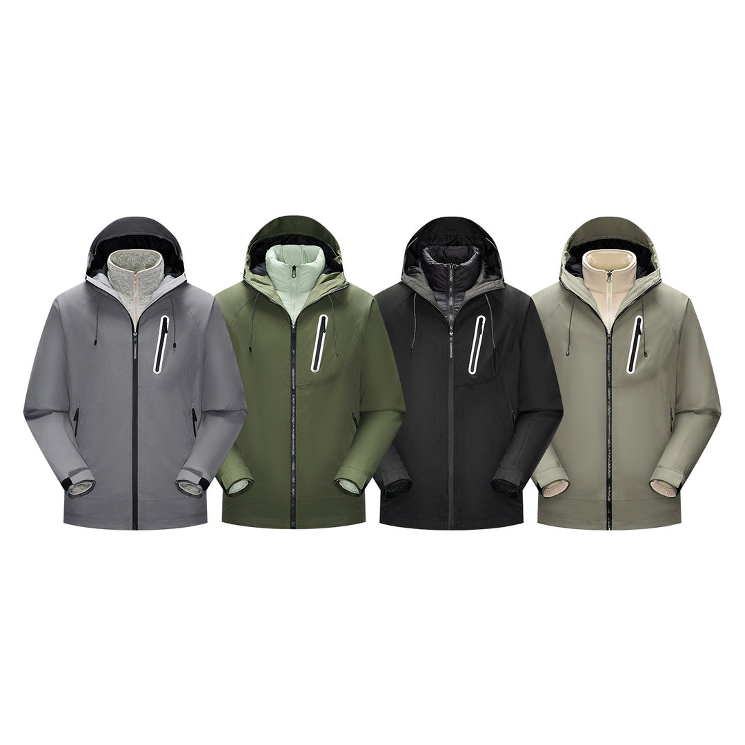Men's Waterproof Softshell Rain Jacket with Adjustable Hood and Chest Zip Drune