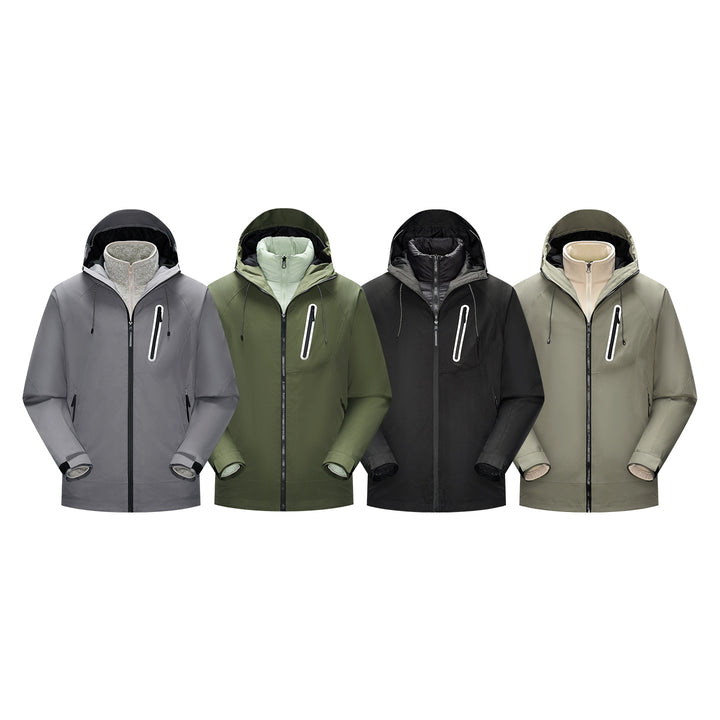 Men's Waterproof Softshell Rain Jacket with Adjustable Hood and Chest Zip Drune
