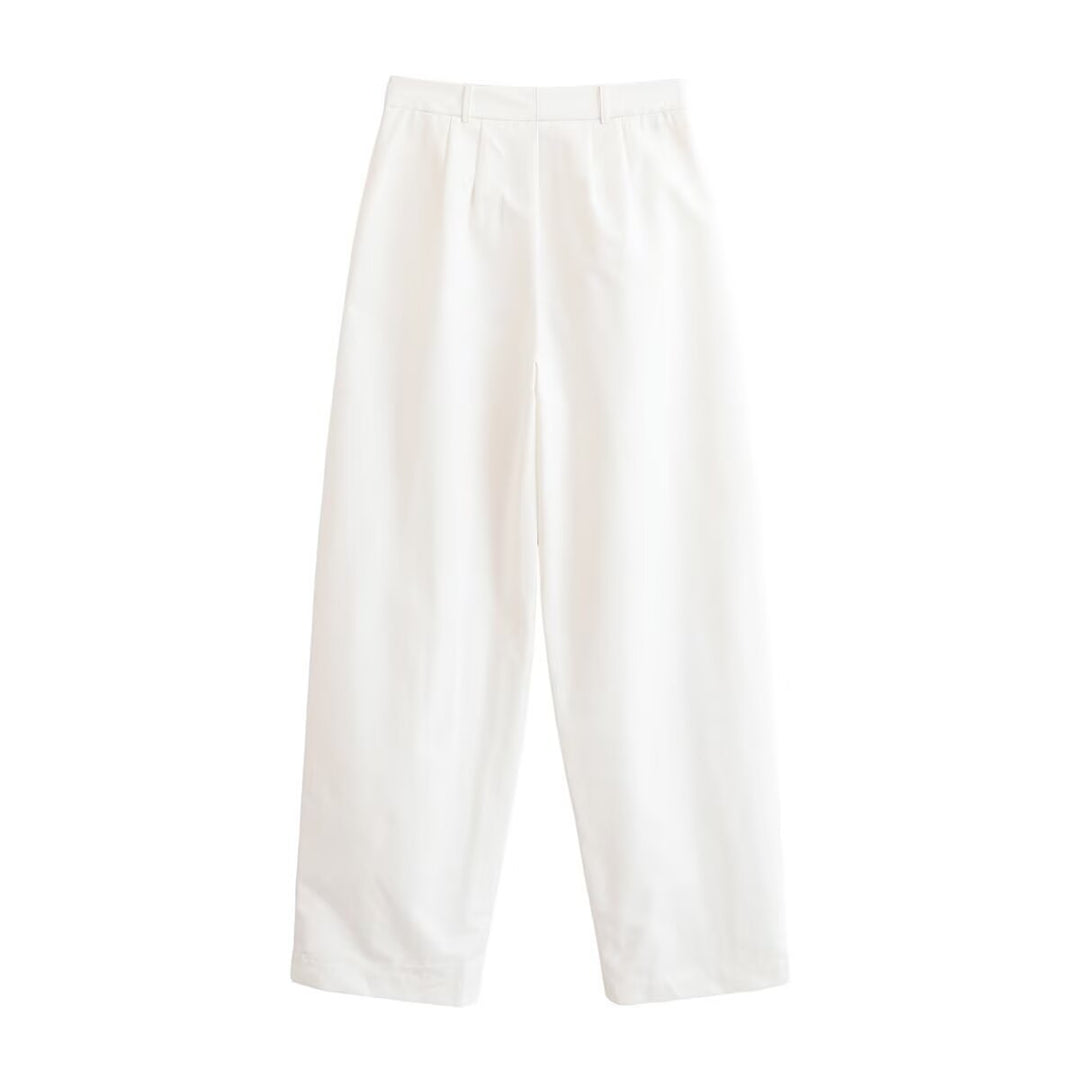 Women's high-waisted wide-leg trouser suit with pleats and crease Mune Fashion
