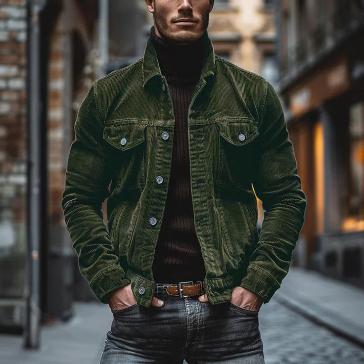 Men's cord jacket with tailored cut and snap button placket Mune Fashion