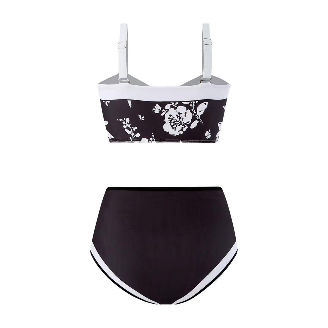 Women's High-Waisted Bikini Set with Floral Pattern and Adjustable Straps Mune Fashion