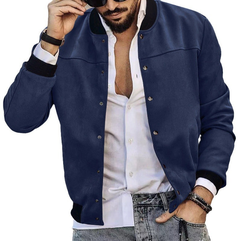 Men's bomber jacket in suede look with snap button closure and arm pocket Mune Fashion