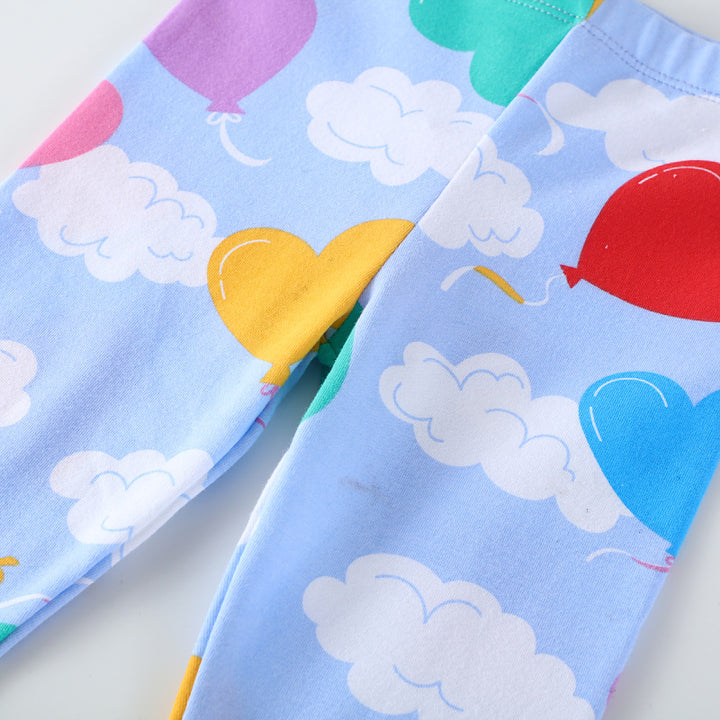 Girls leggings with cheerful heart and cloud motif Mune Fashion