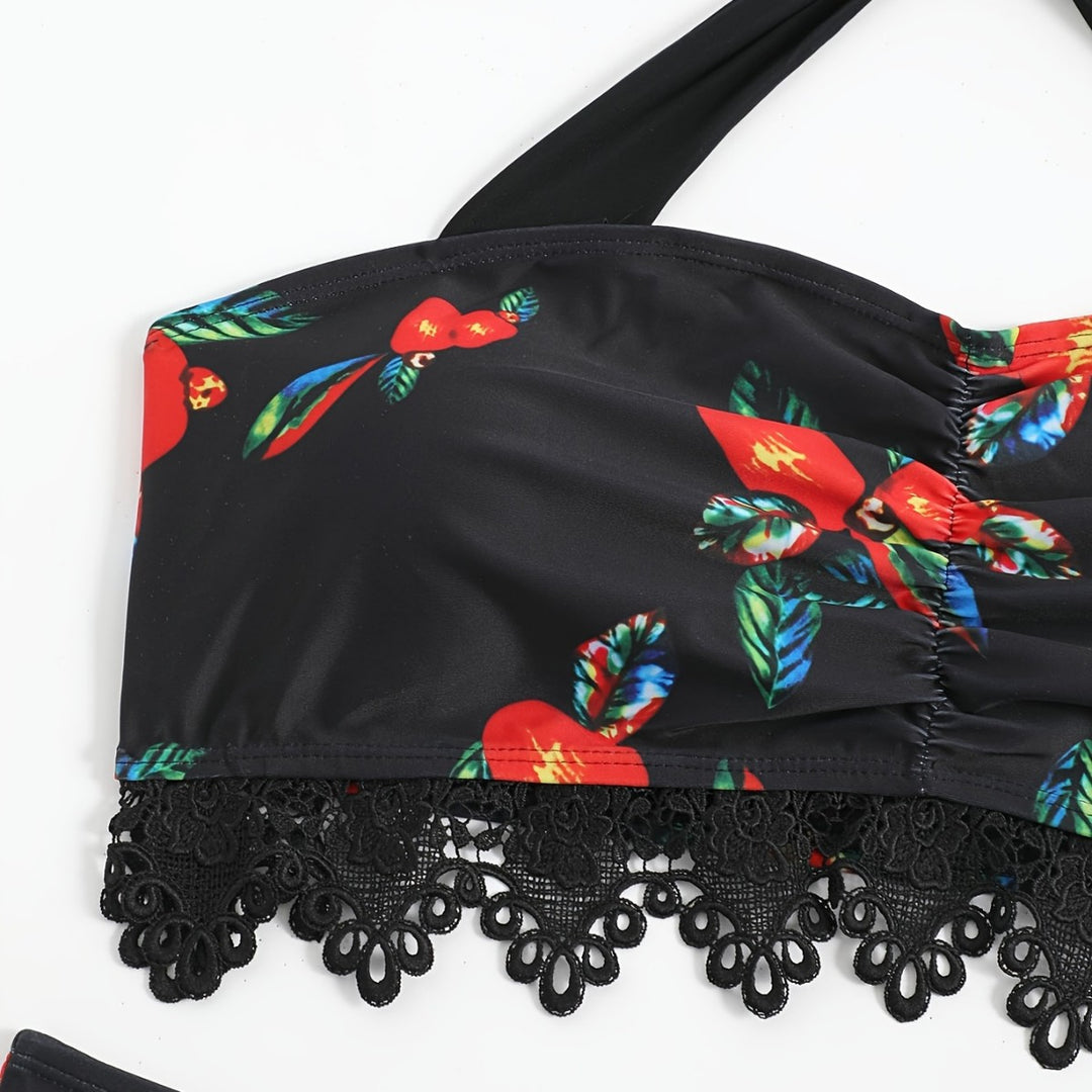 Women's Two-Piece Swimsuit Set with Floral Design Mune Fashion