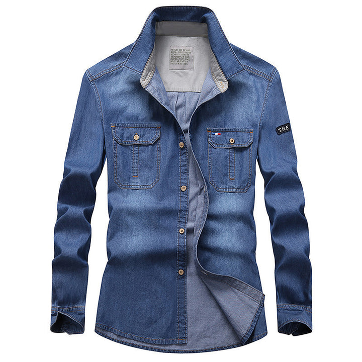 Men's Fashion Denim Shirt with Utility Pockets Mune Fashion