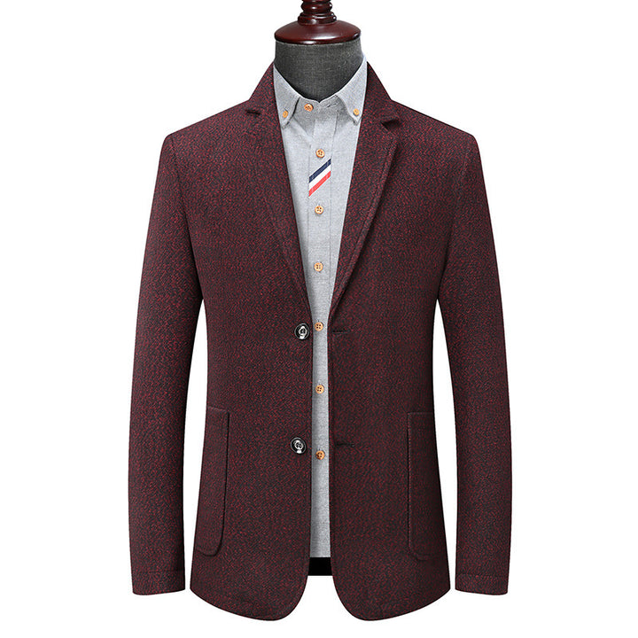 Men's slim fit jacket with fine melange texture and patch pockets Mune Fashion