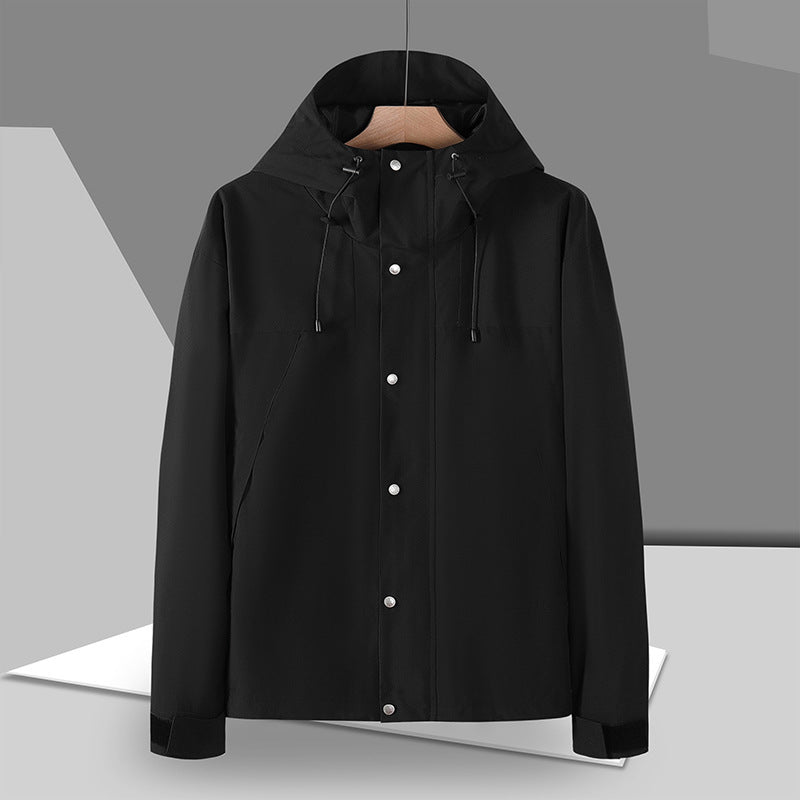 Men's Minimalistic Softshell Hoodie Jacket with Concealed Press Button Placket Mune Fashion