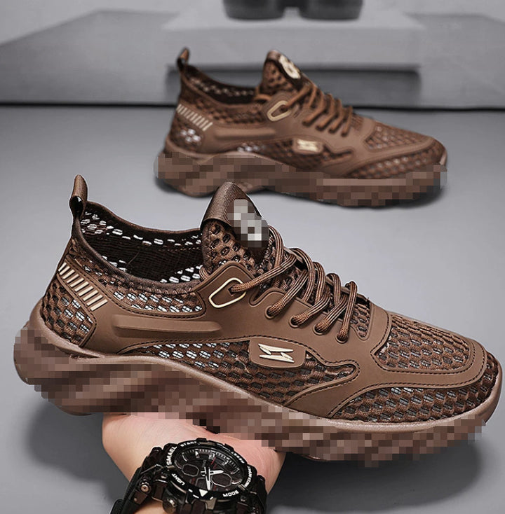 Men's Breathable Mesh Casual Sneakers with Textured Wave Platform Sole Mune Fashion