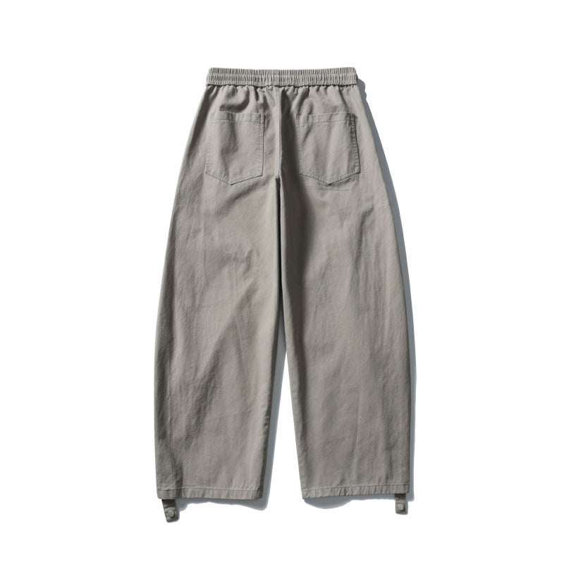 Unisex Wide Cropped Cargo Pants with Drawstring Waistband, Multifunctional Flap Pockets, and Adjustable Leg Straps Mune Fashion