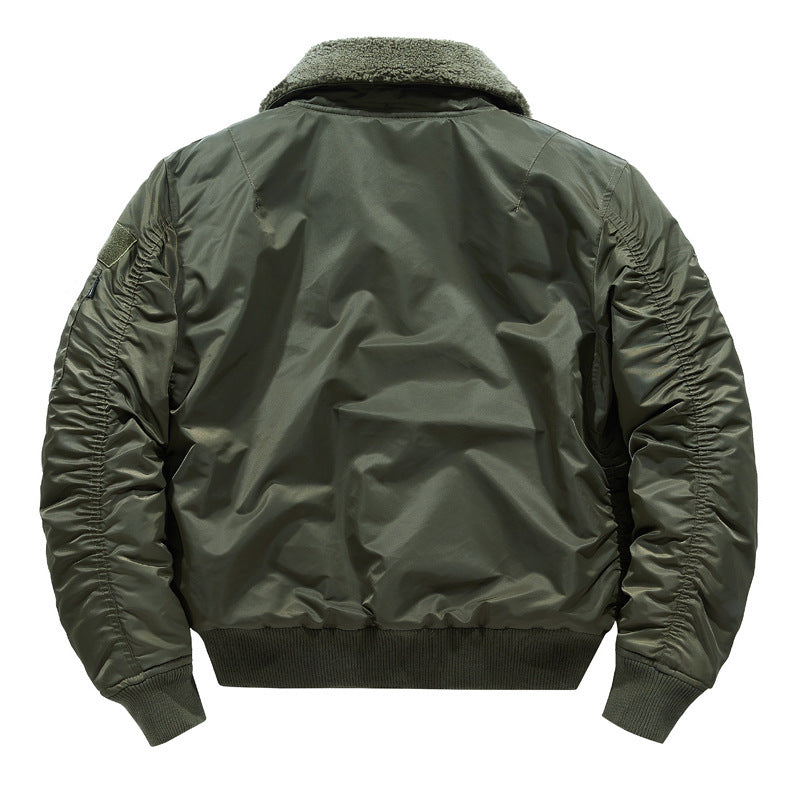 Men's pilot bomber jacket with teddy collar, multiple pockets, and windproof nylon shell Mune Fashion