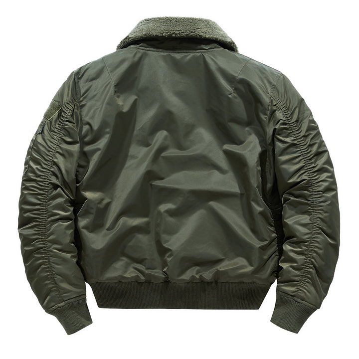 Men's pilot bomber jacket with teddy collar, multiple pockets, and windproof nylon shell Mune Fashion