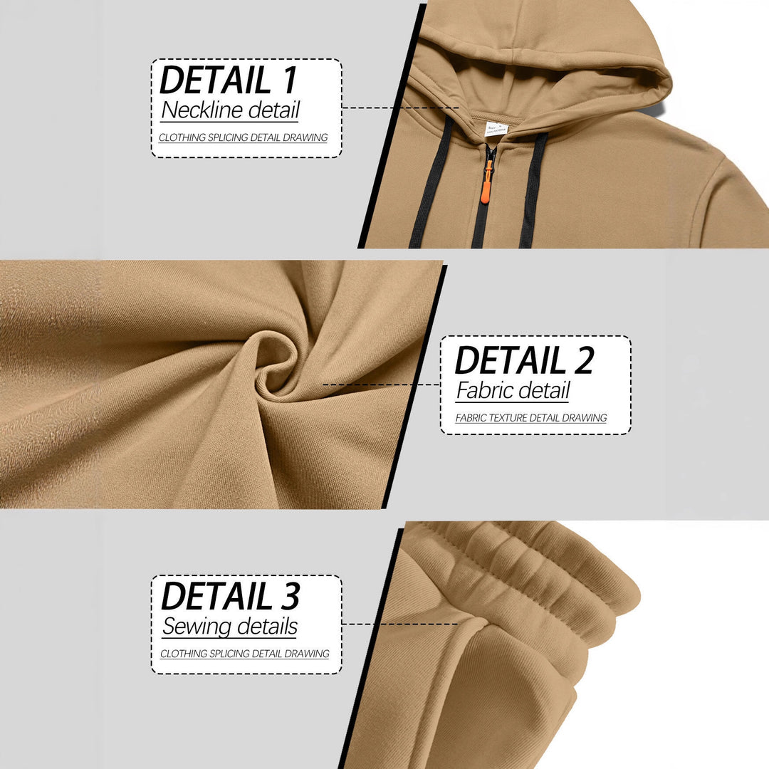 Men's casual half-zip hoodie with kangaroo pocket and cargo jogging pants with zipper details Mune Fashion