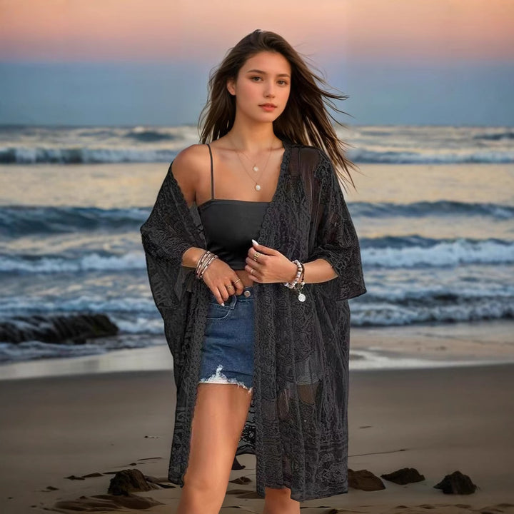 Women romantic crochet beach cover-up Mune Fashion