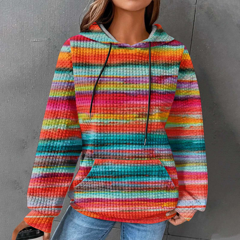 Women’s Fashionable Hooded Sweater in Checkered Design Mune Fashion