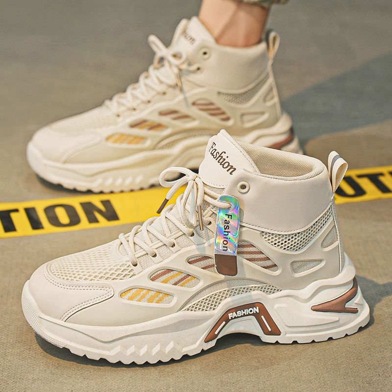 Women's Sporty High-Top Sneakers with Breathable Mesh Surfaces and Cushioned Sole Mune Fashion