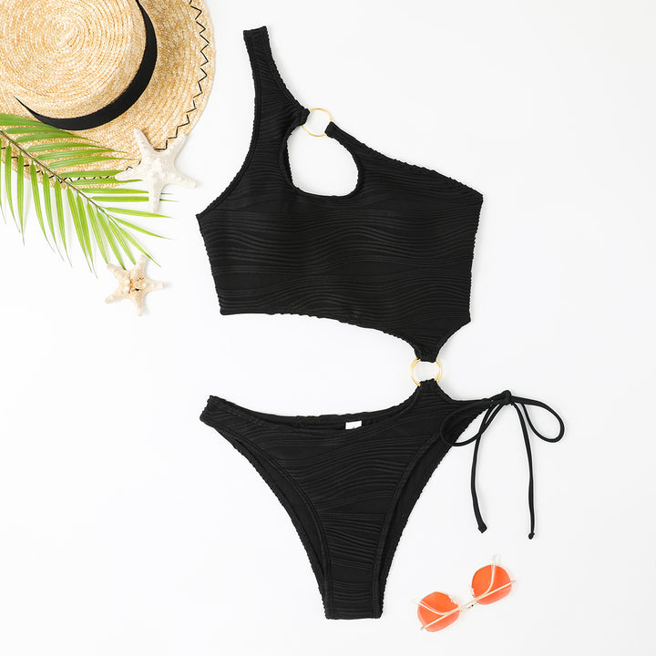 Women’s bikini set with asymmetric top and decorative ring details Mune Fashion