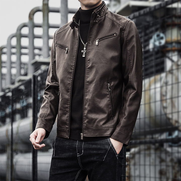 Men Stylish Faux Leather Jacket Mune Fashion