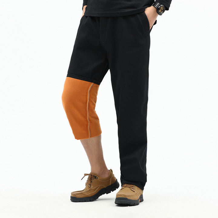 Men's Contrast-Lined Chino Jogger with Turned-Up Fleece Lining and Elastic Waistband Mune Fashion