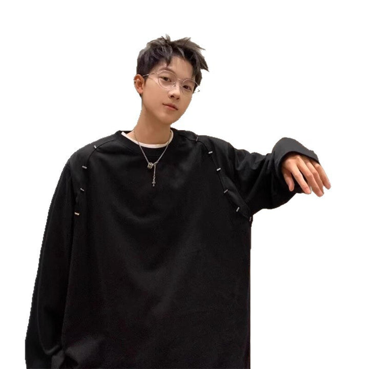Men's Oversized Sweatshirt with Safety Pin Details and Drop Shoulder Drop