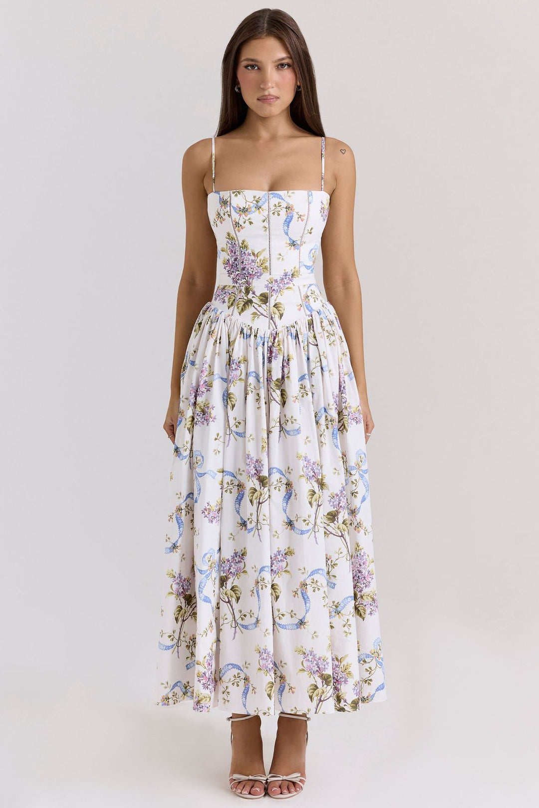Ladies nan fitted maxi dress with corset top and fine spaghetti straps Mune Fashion