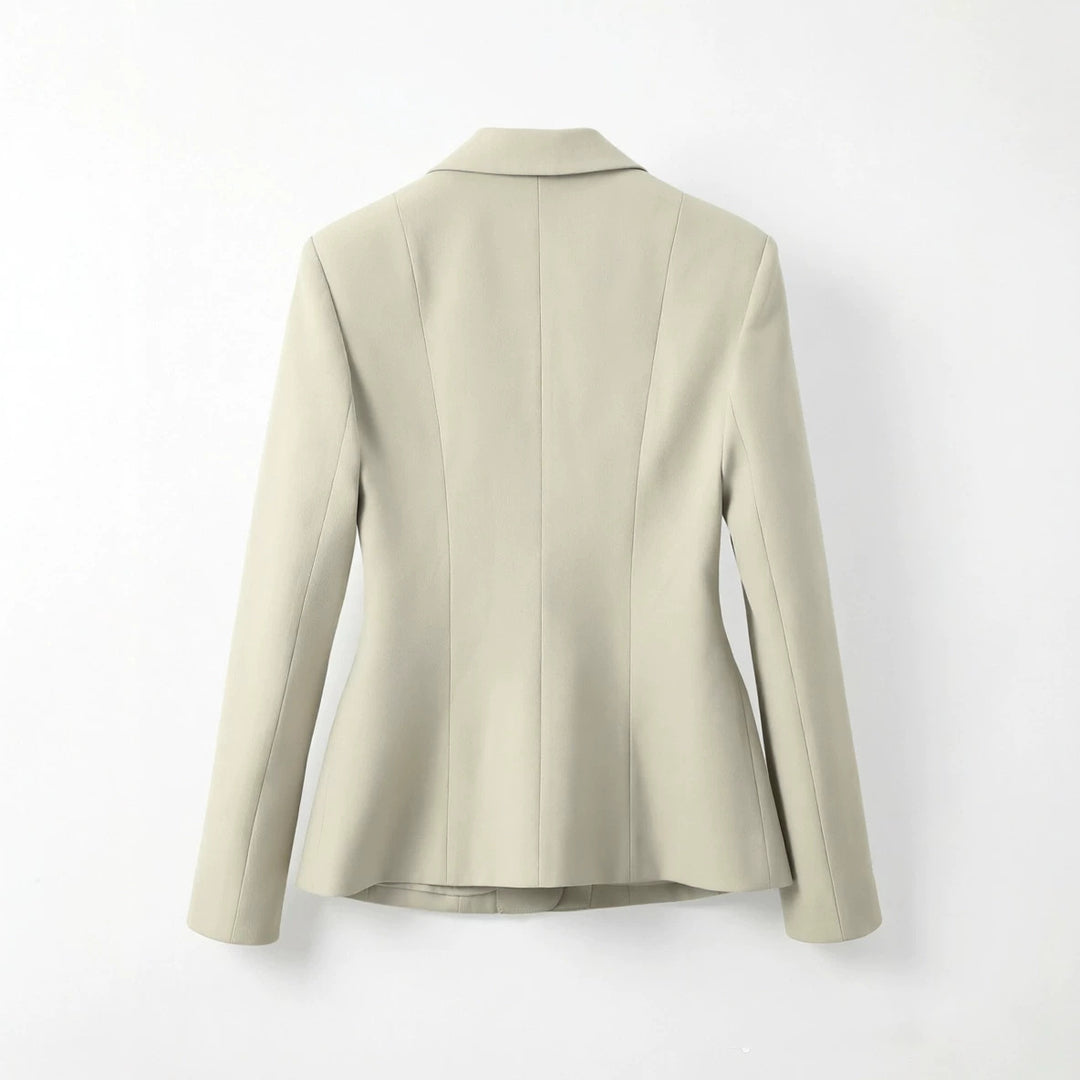 Women Fitted Single-Button Business Blazer with Flap Pockets Mune Fashion