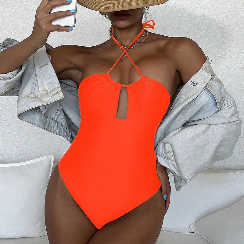 Women One-Piece Swimsuit with Unique Cross Design Mune Fashion