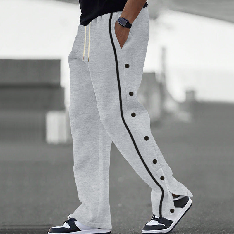 Men's side button jogging pants with contrast stripes and drawstring Mune Fashion