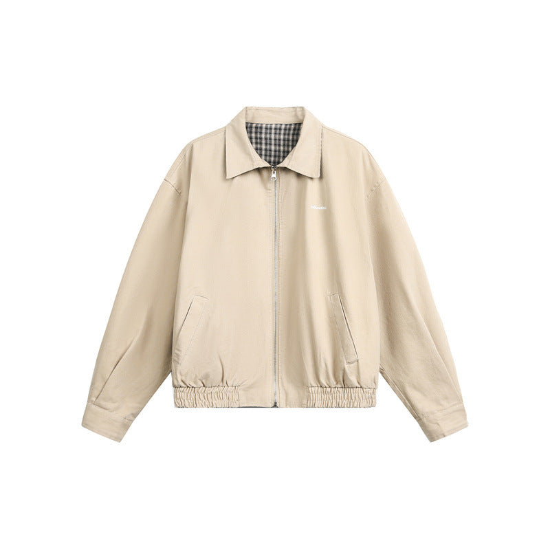 Unisex short jacket in Harrington style with zipper and checkered lining Mune Fashion