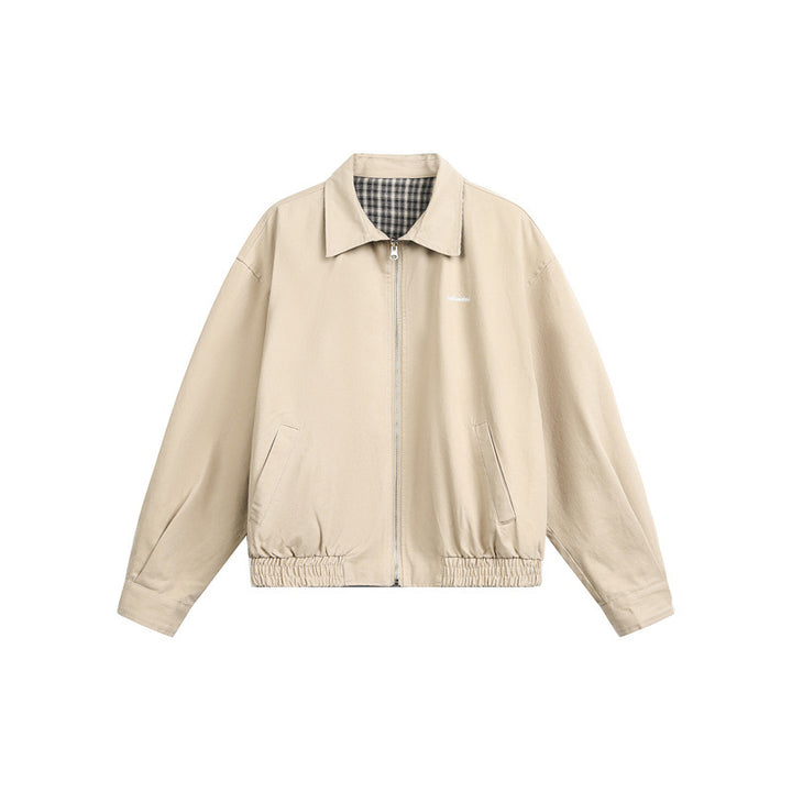 Unisex short jacket in Harrington style with zipper and checkered lining Mune Fashion