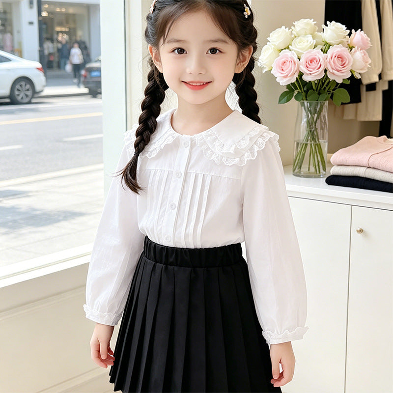 Women elegant blouse with lace collar Mune Fashion