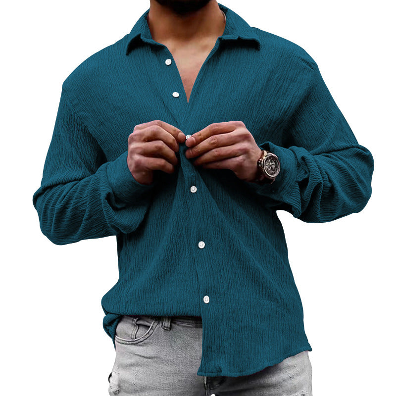 Men's structured casual shirt with crinkle look, shirt collar and laid-back oversized fit Mune Fashion