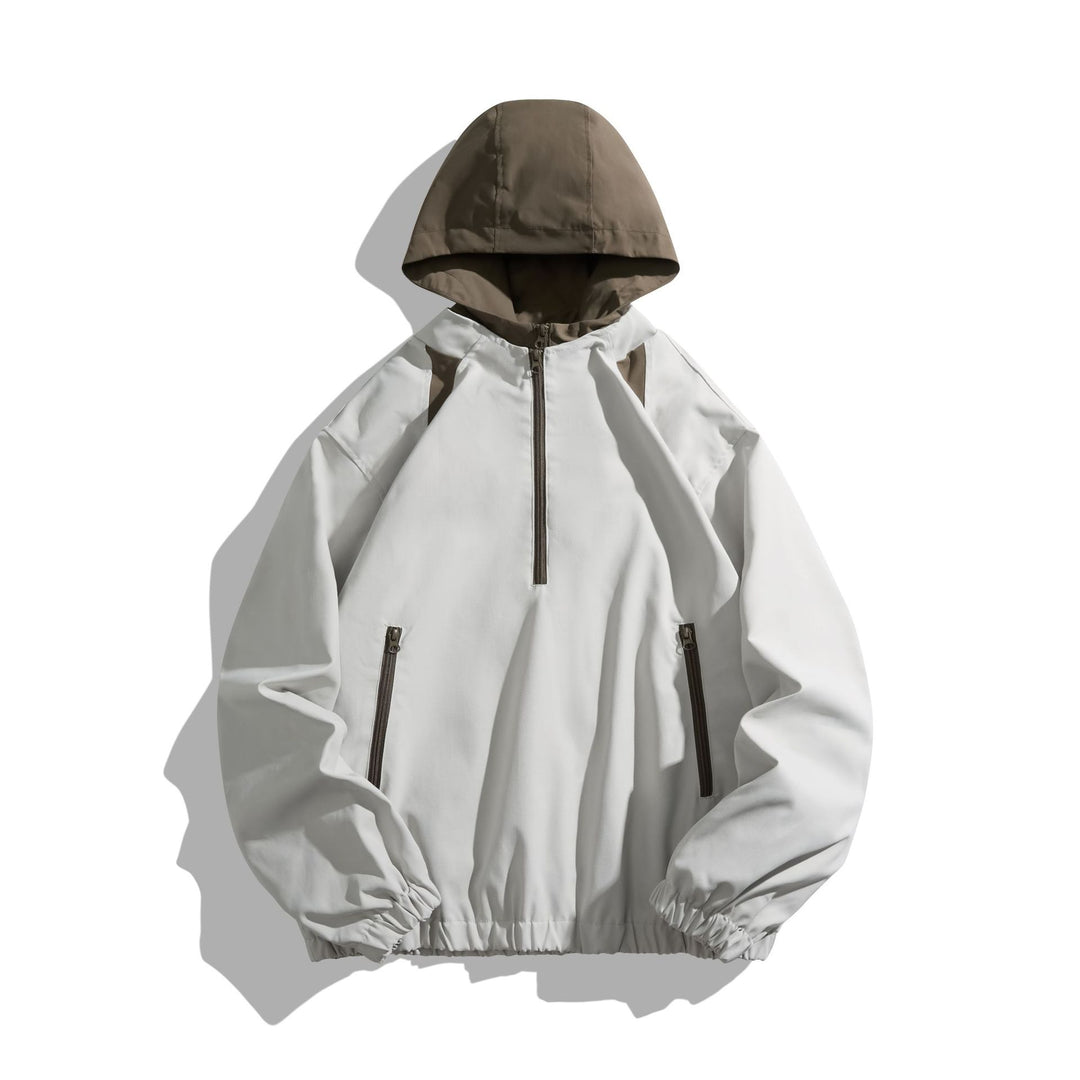 Unisex Lightweight Anorak with Contrast Hood and Half Zipper Mune Fashion