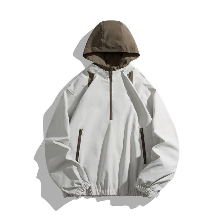 Unisex Lightweight Anorak with Contrast Hood and Half Zipper Mune Fashion