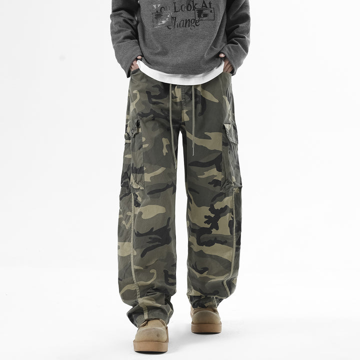 Herren Cargohose mit elastischem Bund, Tunnelzug und Mehrfach‑Taschen Mune Fashion