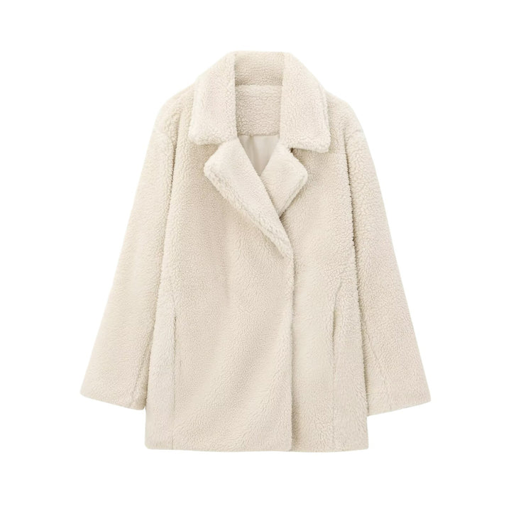 Women's Oversize Teddy Coat made of Faux Fur with Notched Collar and Boxy Silhouette Mune Fashion