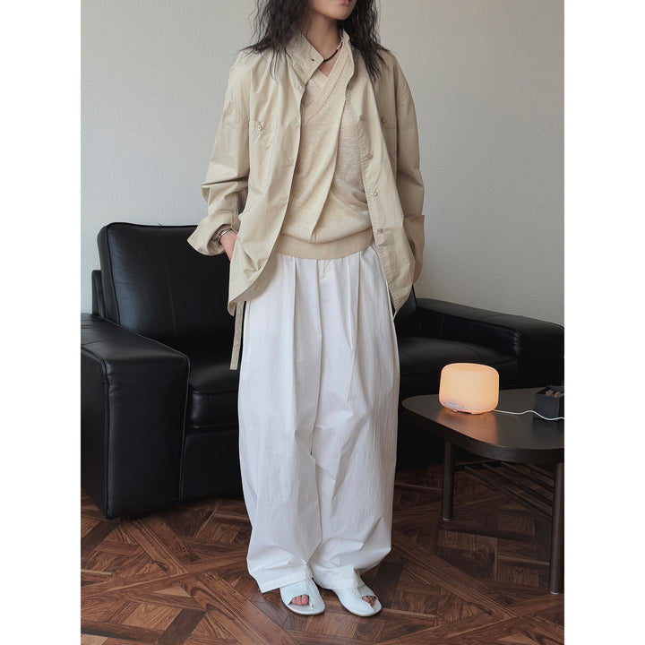 Women's Relaxed Shirt Jacket in Boxy Cut with Stand Collar and Chest Pocket Mune Fashion