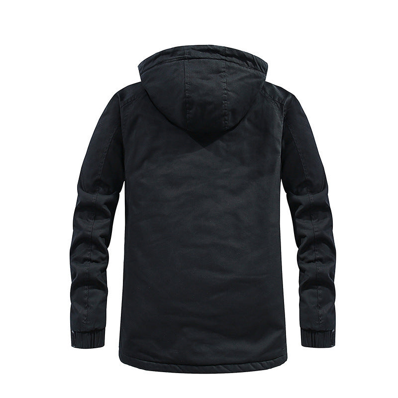 Men's city parka in canvas look with warming teddy fleece lining and hood Mune Fashion
